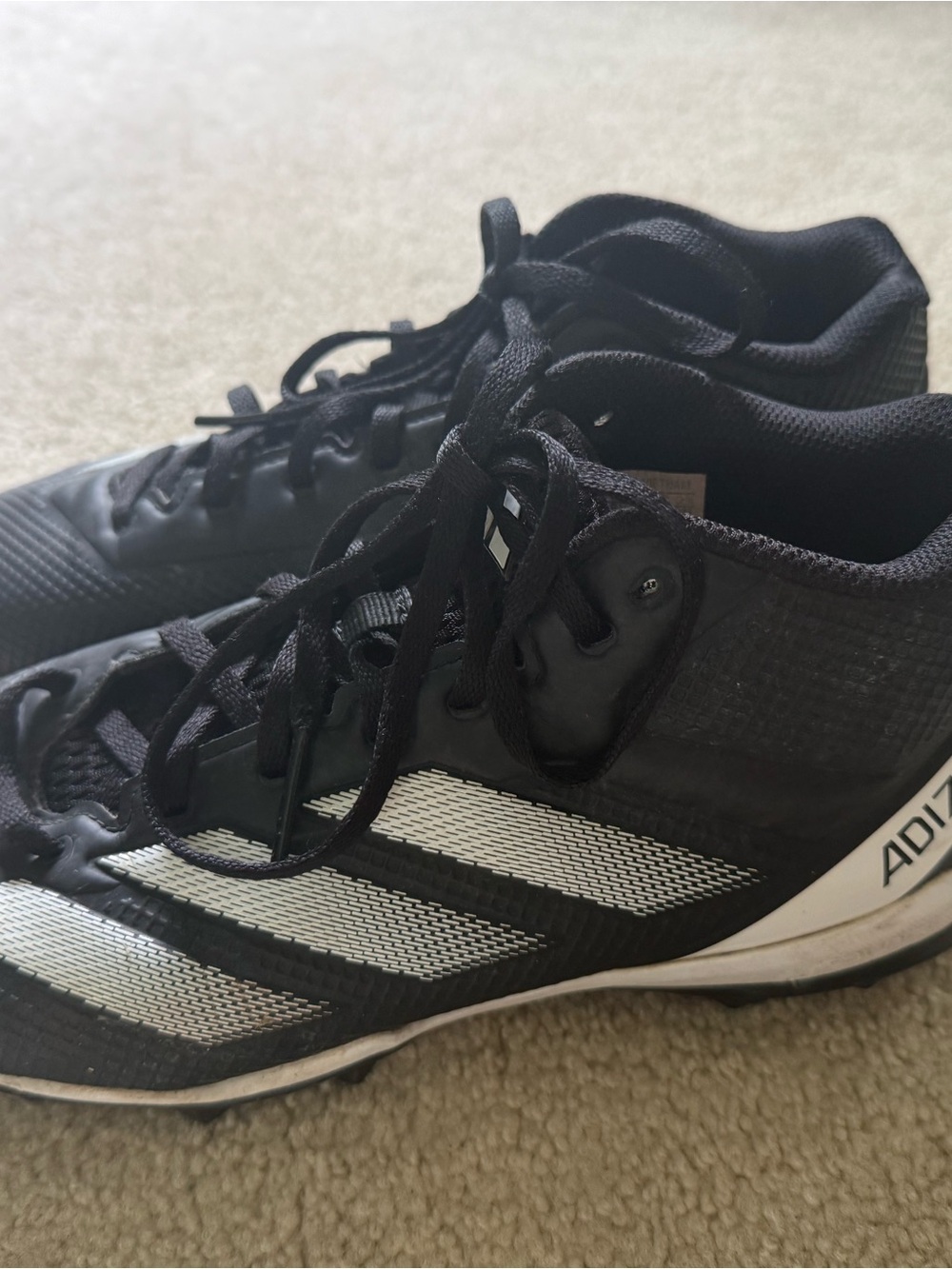 Adidas Adizero Football Cleats Size 6 Mens Big Kids Teen Black and White